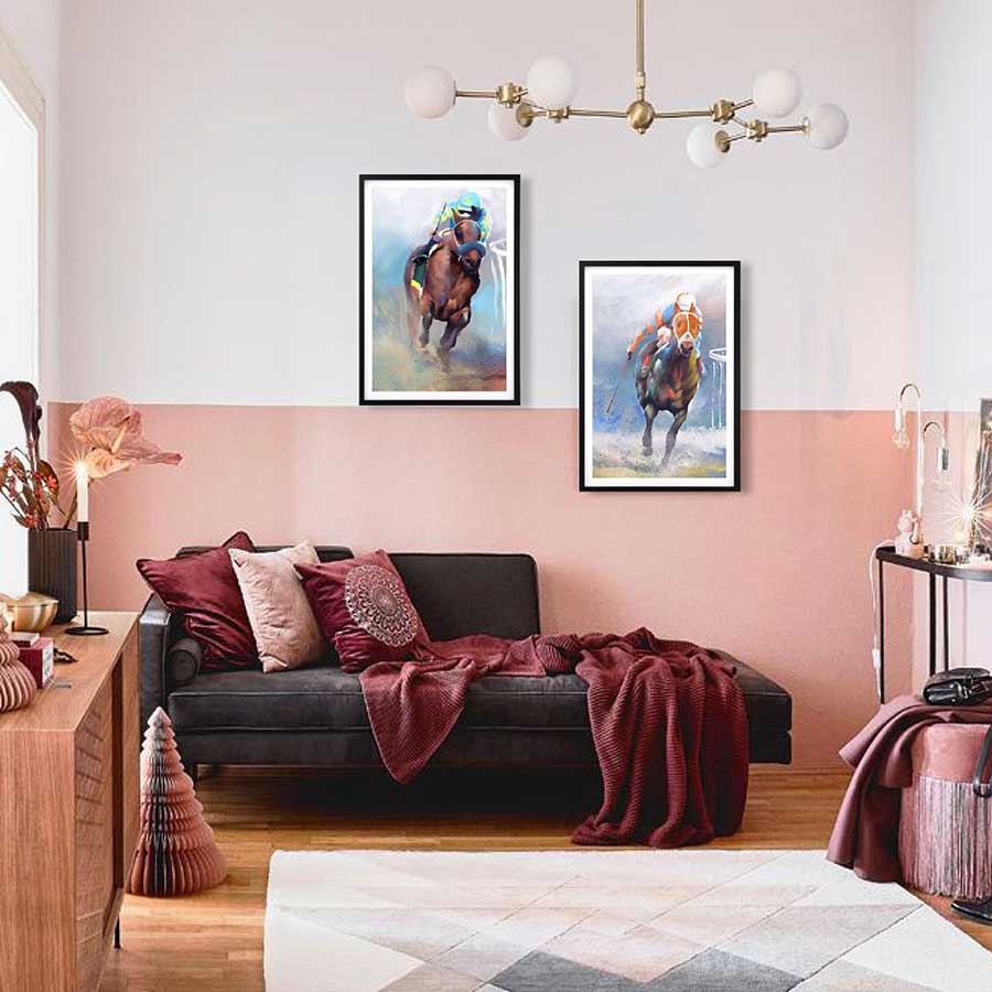 lux street jockey club set 1 artwork horse racing water colour prints BQPT967 3 lifestyle image