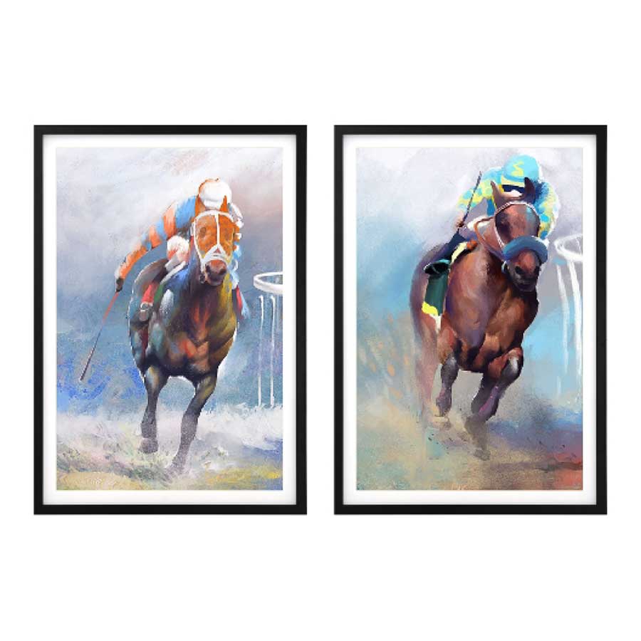 lux street jockey club set 1 artwork horse racing water colour prints BQPT967 3 main image