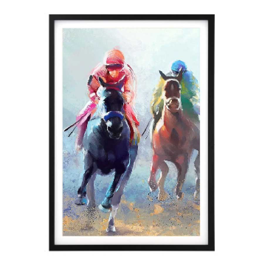 lux street jockey club set 2 artwork horse racing water colour prints BQPT967 1 image a