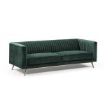 lux street knightsbridge 3 seater chanelled upholstery gold feet MW 97 forrest green side view