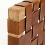 lux street lexie bedhead solid teak timber frame brown leather straps weave detail view