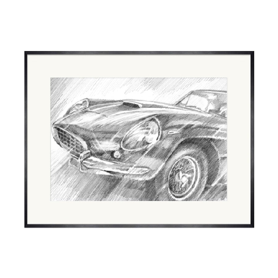 lux street muscle metal art pair classic cars sketch drawing mercedes jaguar SL ID002 image a