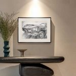 lux street muscle metal art pair classic cars sketch drawing mercedes jaguar SL ID002 lifestyle image