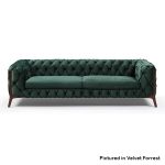 lux street oxford 3 seater H700 dimensions forrest green deep button detail diamond stitch timber arm frame