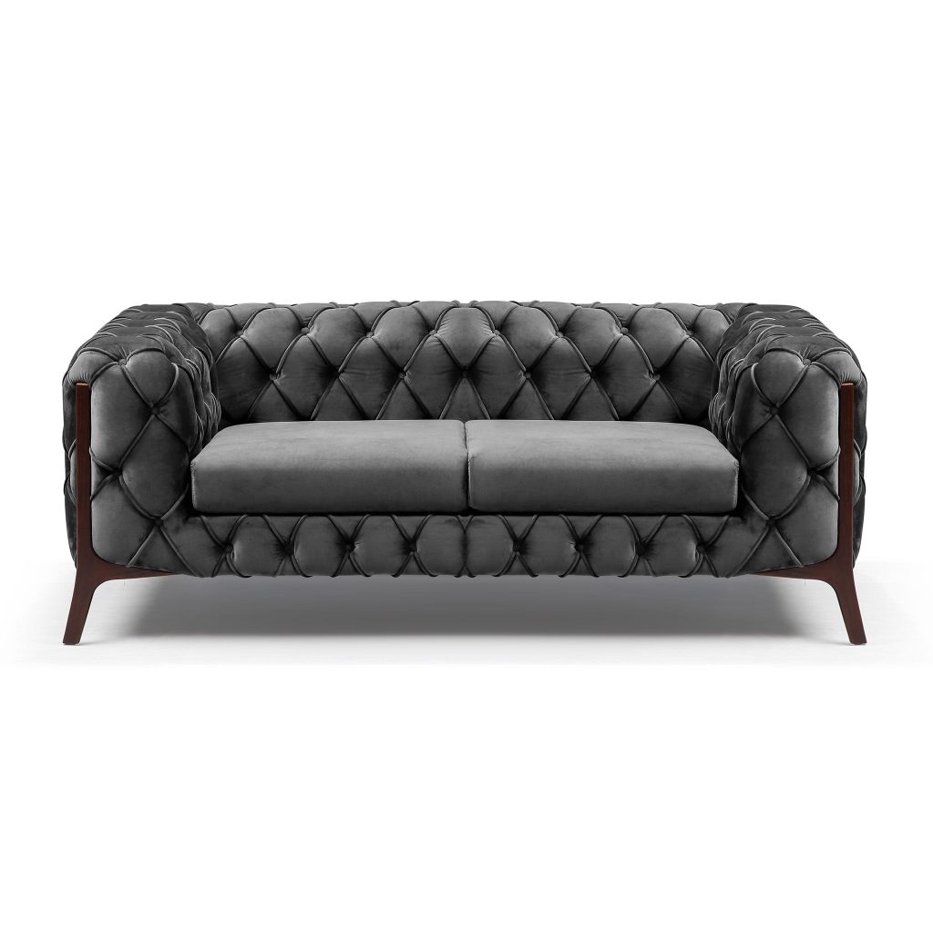lux street oxford velvet 2 seater sofa velvet slate