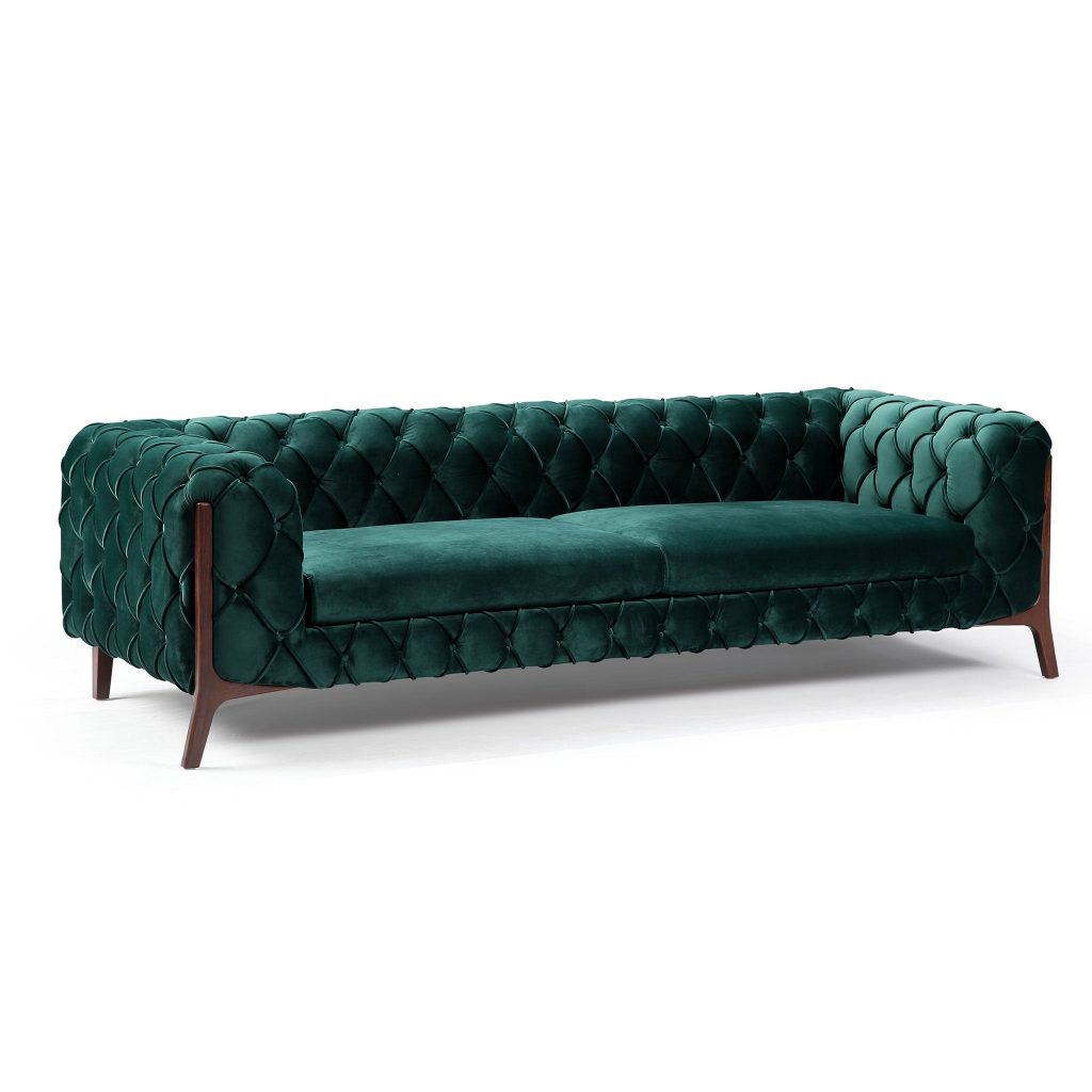 lux street oxford velvet 3 seater sofa velvet emerald1