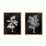lux street raffles pair artwork tropical fauna gold foil detail timber frame main image