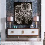lux street silver palm artwork BQPT2563 silver metallic abstract contemporary design room setting