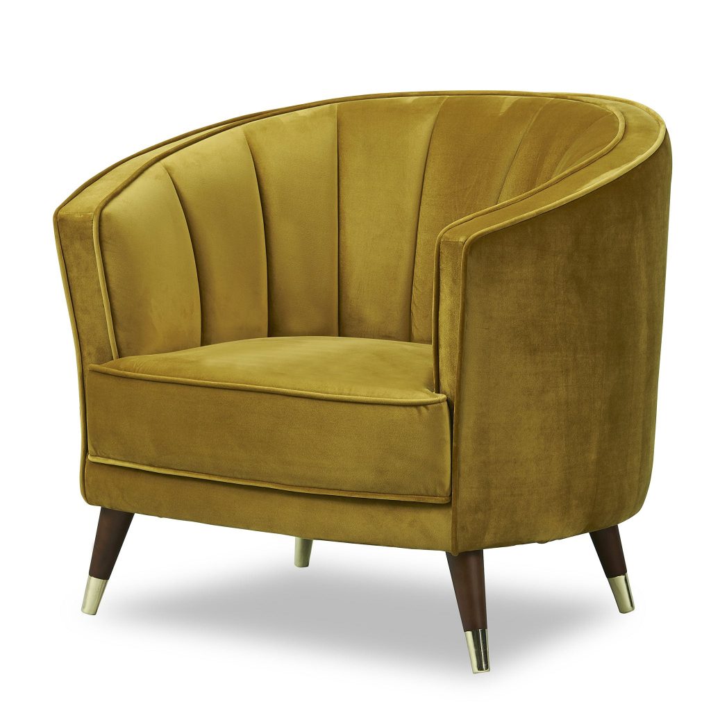 lux street soho fabric occasional chair velvet gold
