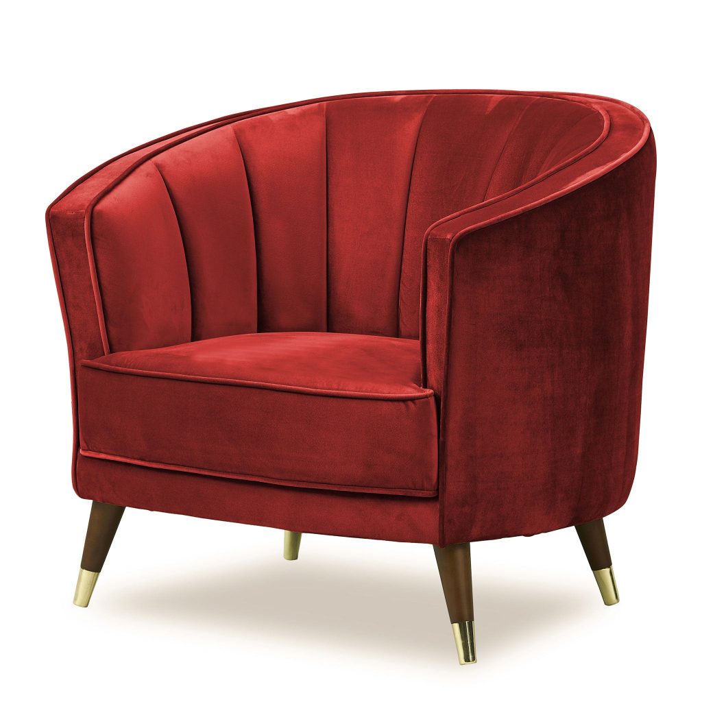 lux street soho fabric occasional chair velvet ruby