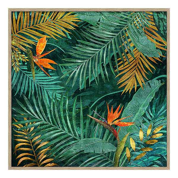 lux street tropics fauna flora green YH01294 natural oak timber frame image 1