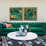 lux street tropics fauna flora green YH01294 natural oak timber frame room setting