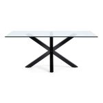 lux street verona dining table black legs clear glass top LS LAF CC0387C07 side view 6ba34a5d cf70 4675 a18b 1d7333683bdb