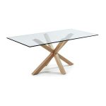 lux street verona dining table natural legs clear glass top LS LAF CC0389C07