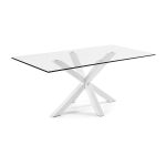 lux street verona dining table white legs clear glass top LS LAF CC0388C07