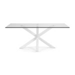 lux street verona dining table white legs clear glass top LS LAF CC0388C07 side view
