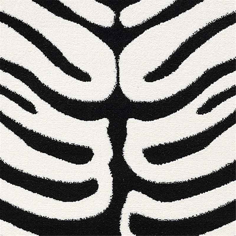 lux street zebra pattern black and white floor rug detail