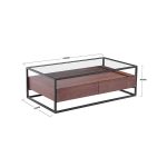 lux streeet tokyo coffee table black metal frame clear glass timber drawer cabinet dimensions