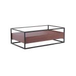 lux streeet tokyo coffee table black metal frame clear glass timber drawer cabinet rear view