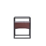 lux streeet tokyo side lamp table black metal frame clear glass timber drawer cabinet side view