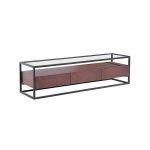 lux streeet tokyo tv entertainment unit black metal frame clear glass timber drawer cabinet main image