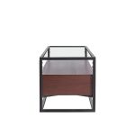 lux streeet tokyo tv entertainment unit black metal frame clear glass timber drawer cabinet side view