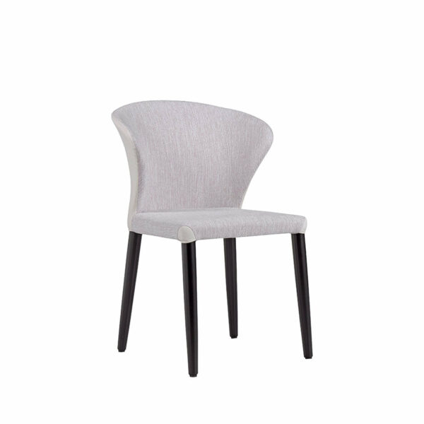 lux street abbey dining chair oyster light grey woven fabric front pu leather back black painted timber frame luxury curved back design main image