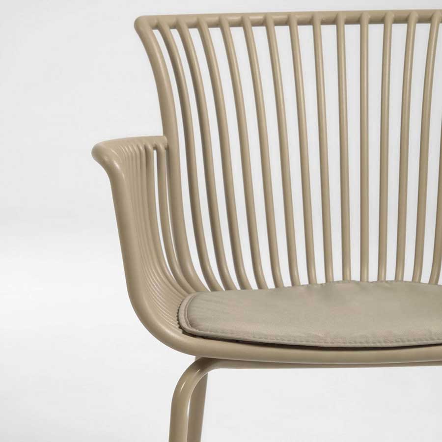lux street avon indoor outdoor alfresco dining chair beige uv stabilised cushion detail front
