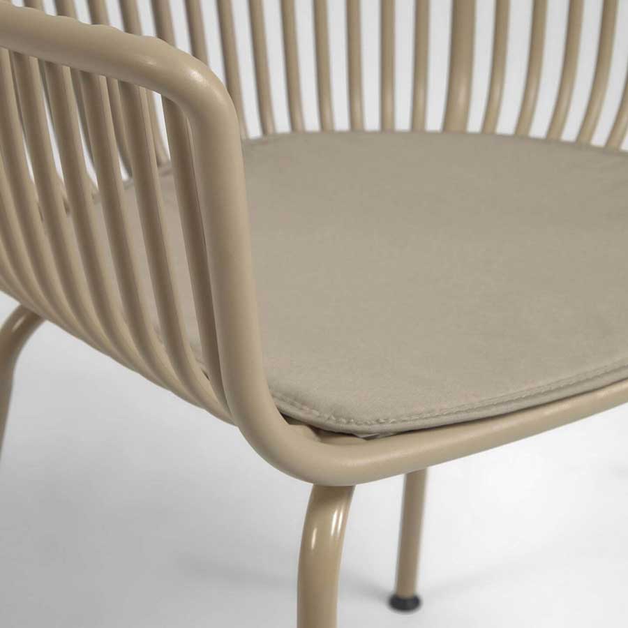 lux street avon indoor outdoor alfresco dining chair beige uv stabilised cushion detail view