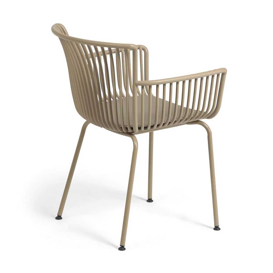 lux street avon indoor outdoor alfresco dining chair beige uv stabilised cushion rear view