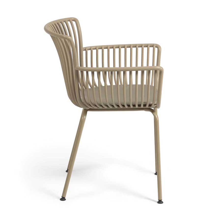 lux street avon indoor outdoor alfresco dining chair beige uv stabilised cushion side view