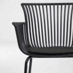 lux street avon indoor outdoor alfresco dining chair black uv stabilised cushion detail front