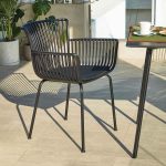 lux street avon indoor outdoor alfresco dining chair black uv stabilised cushion lifestyle close up