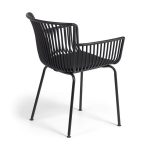 lux street avon indoor outdoor alfresco dining chair black uv stabilised cushion rear view