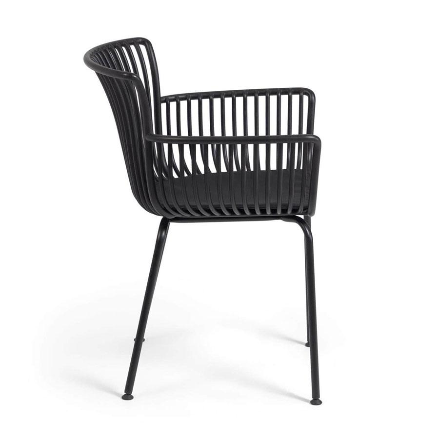 lux street avon indoor outdoor alfresco dining chair black uv stabilised cushion side view