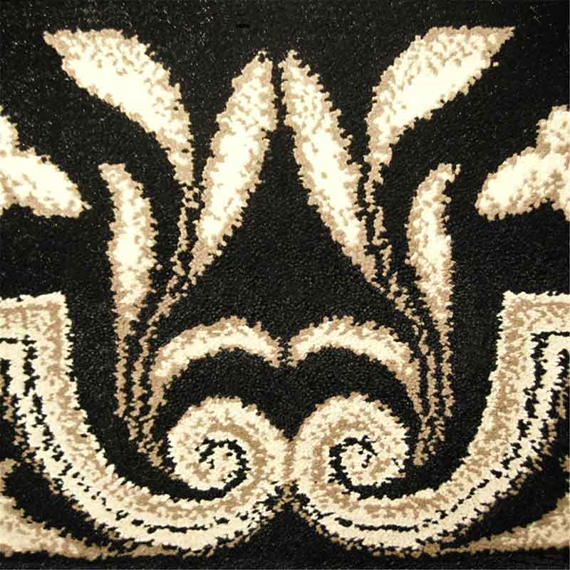 lux street buckingham traditional black gold floor rug detail