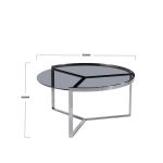 lux street cisco round coffee table black polished metal frame tinted glass top dimensions