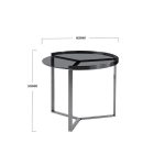 lux street cisco round side table black polished metal frame tinted glass top dimensions