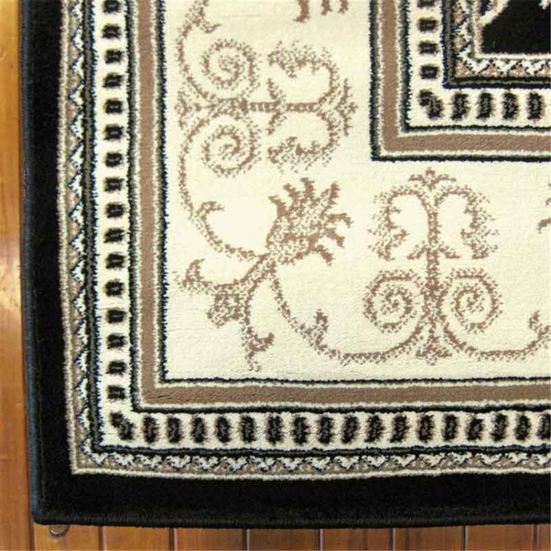 lux street kensington traditional black floor rug corner detail