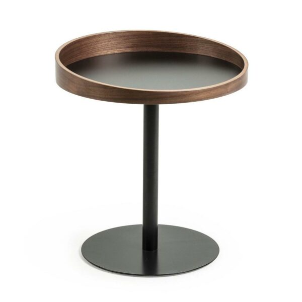 lux street kimberly side table walnut edge graphite insert black metal leg base main image