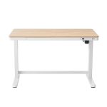 lux street monash height adjustable office stand up desk ash timber top white frame front view