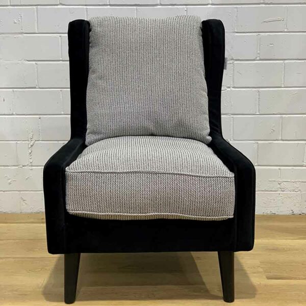 lux street pyrmont high back occasional wing chair black velvet textured fabric two tone main image