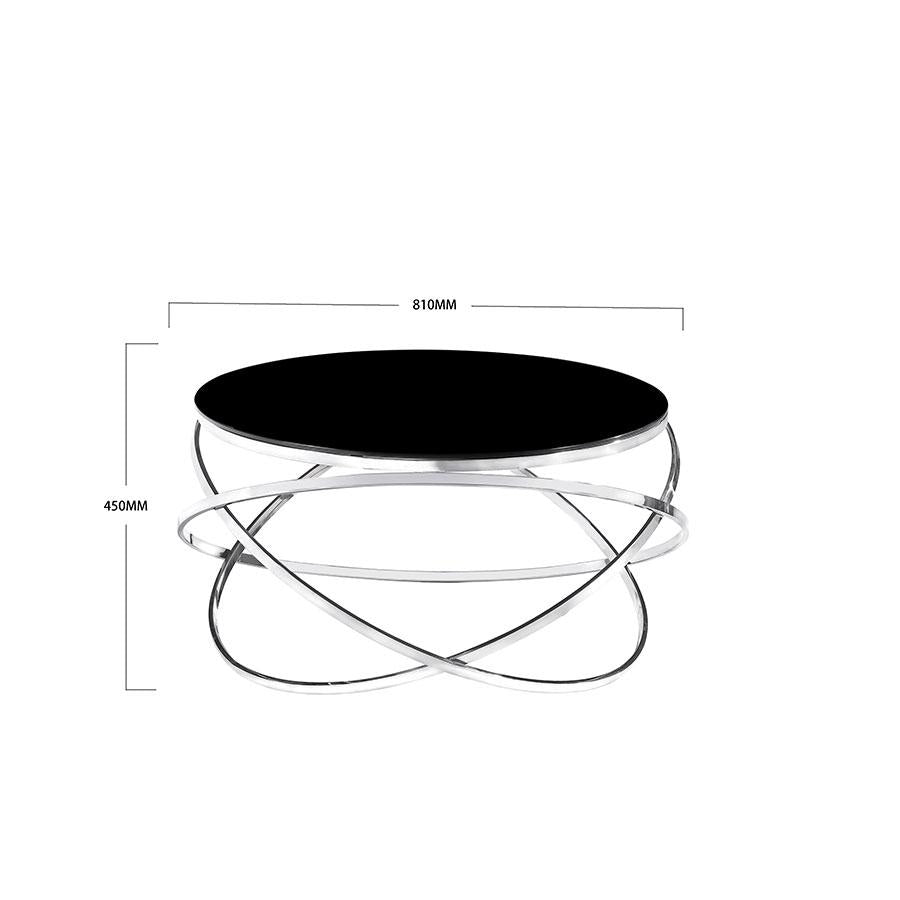 lux street seattle round coffee table polished metal frame black painted glass dimensions