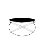 lux street seattle round coffee table polished metal frame black painted glass main image