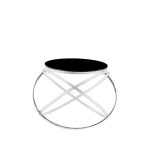 lux street seattle round side table polished metal frame black painted glass main image