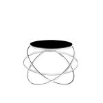 lux street seattle round side table polished metal frame black painted glass side view