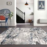 lux street signature abstract grey blue bronx floor rug lifestyle image