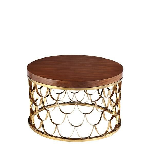 malibu round coffee table gold fretwork design frame walnut top 1 56d1bf21 1800 4b73 811c e19e4627de33
