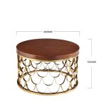 malibu round coffee table gold fretwork design frame walnut top 2 238149ac 95ff 4348 92cc a42ba8da319b