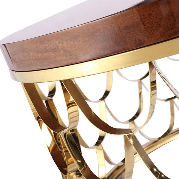 malibu round side sofa table gold fretwork design frame walnut frame detail 9eefeb20 71cc 4639 890e 202e656575d4